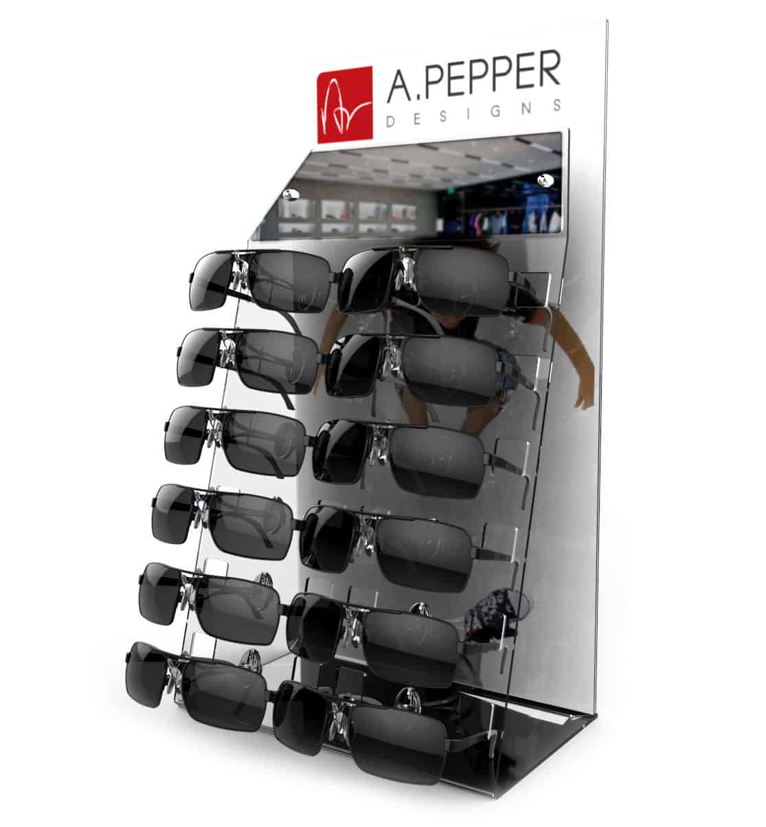 Customdisplay for retail counter 12pc Sunglass Counter 311